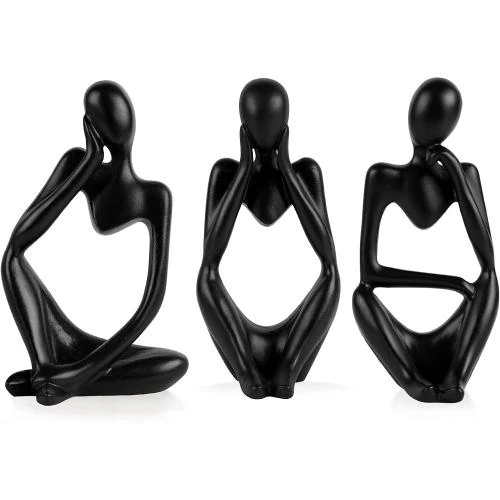 Statues abstraites résine, décoration maison, bureau, noir - Vue principale