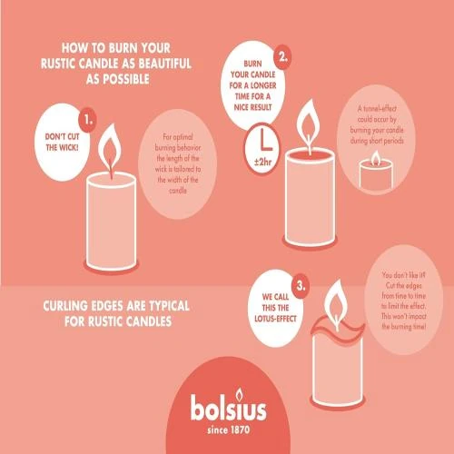 Détail de Bougies Rustiques Bolsius Longue Durée - Décoration Intérieure Éco-responsable