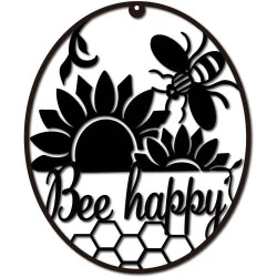 CREATCABIN Décor Murale Abeille Métal Noir, Art Silhouette