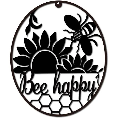 CREATCABIN Décor Murale Abeille Métal Noir, Art Silhouette - Vue principale