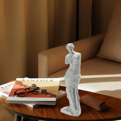 Zoom sur Statue Venus de Milo, décoration mythologie grecque, blanche