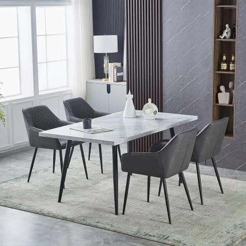 Zoom sur Fauteuils rembourrés Jymtom, simili cuir gris, 2 pièces