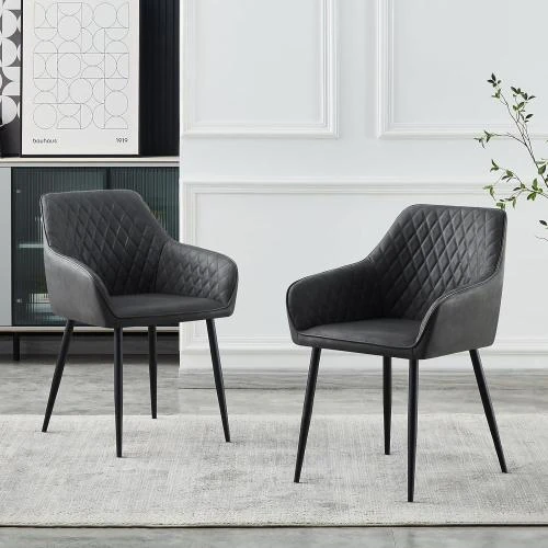 Détail de Fauteuils rembourrés Jymtom, simili cuir gris, 2 pièces