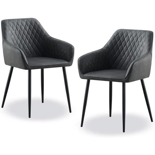 Fauteuils rembourrés Jymtom, simili cuir gris, 2 pièces - Vue principale