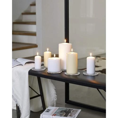 Zoom sur Bougies Pilier Lisses Blanc 30 cm Bolsius