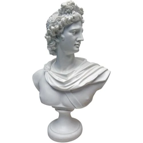 Statue Buste Apollo Belvedere, Résine Marbre Blanc - Vue principale