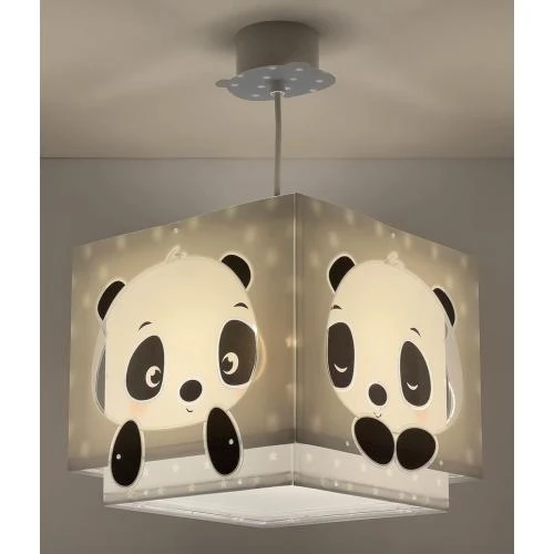 Zoom sur Lampe Suspension Enfant Ours Panda Animaux Bleu Lustre