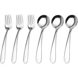 Couverts en acier inoxydable enfants, lot de 6, fourchette, cuillère