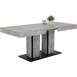 Table à Manger Extensible Apollo, Aspect Béton, 2 Colonnes
