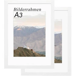 Cadre photo A4 bois massif, plexiglas, blanc