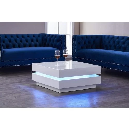 Zoom sur Table basse moderne LA VILLINO II, télécommande, LED multicolore