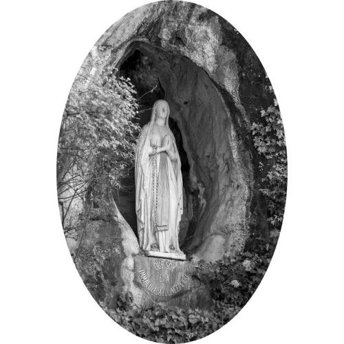 Zoom sur Statue Notre Dame de Lourdes, polyresine, blanche, 10 cm