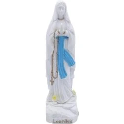 Statue Notre Dame de Lourdes, polyresine, blanche, 10 cm