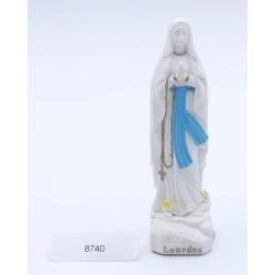 Statue Notre Dame de Lourdes, polyresine, blanche, 10 cm en situation