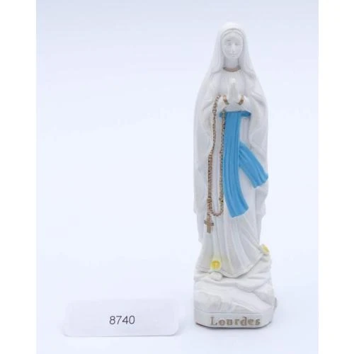 Détail de Statue Notre Dame de Lourdes, polyresine, blanche, 10 cm