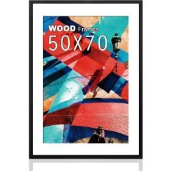 Cadre photo bois noir, plexiglas poli, montage mural