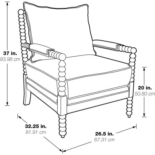 Zoom sur Chaise Kaylee Bois Blanc Antique, Tissu Lin Blanc