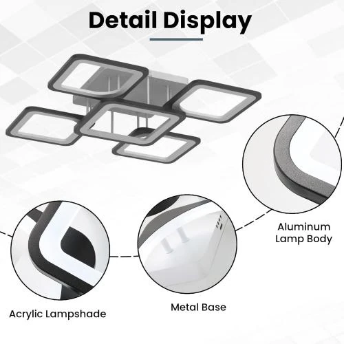Zoom sur Dorlink Plafonnier LED Moderne, 6750LM, Noir, Éclairage Intérieur