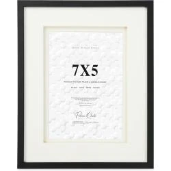 Cadre photo bois noir, double passe-partout blanc, accrocher