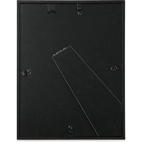 Zoom sur Cadre photo bois noir, double passe-partout blanc, accrocher