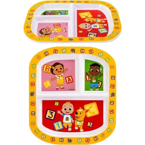 Zoom sur Assiette Zawadi Global Cocomelon, 3 sections réutilisables