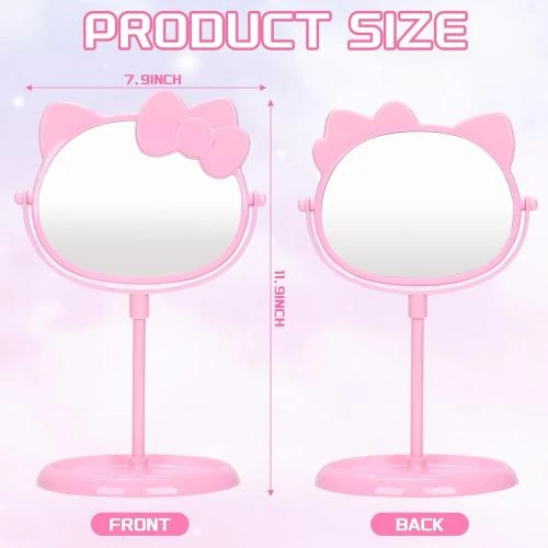 Zoom sur Miroir maquillage compact rose, rangement bureau élégant