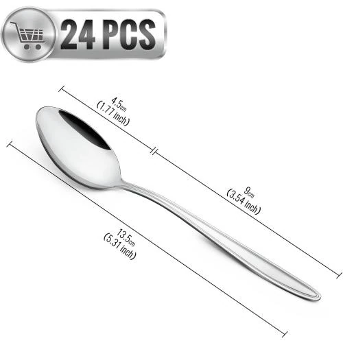 Détail de Gymdin 24 Cuillères Café Acier Inoxydable Lave-Vaisselle
