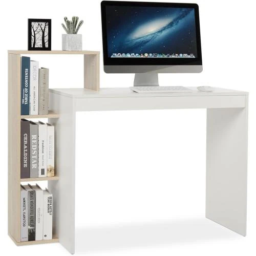 Bureau Informatique Mondeer, Rangement Ouvert Blanc, Gris - Vue principale