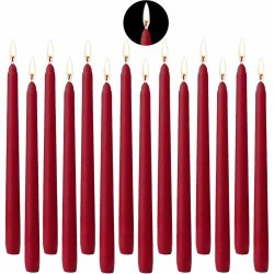 Bougies Coniques Rouge SaiXuan, Paquet de 14, Dripless
