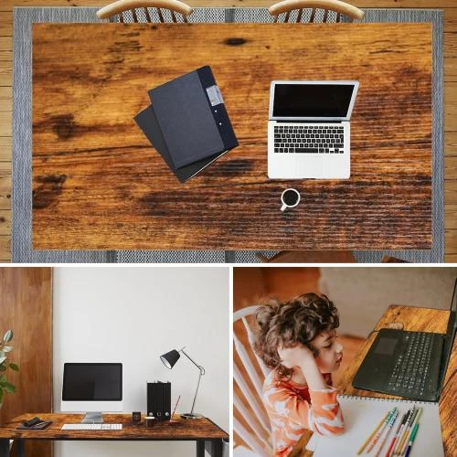 Zoom sur Bureau AHB mobile, roulettes, cadre métal marron