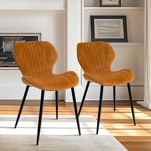 Détail de Chaises Modernes en Velours avec Pieds Métalliques pour Cuisine et Salon