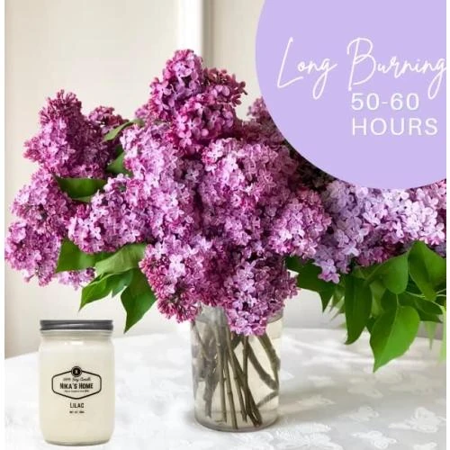 Zoom sur Bougie soja Nika S Home Lilas, parfum floral élégant