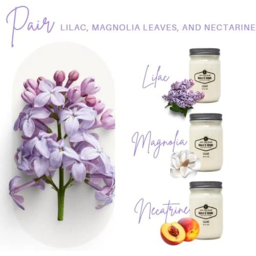 Détail de Bougie soja Nika S Home Lilas, parfum floral élégant