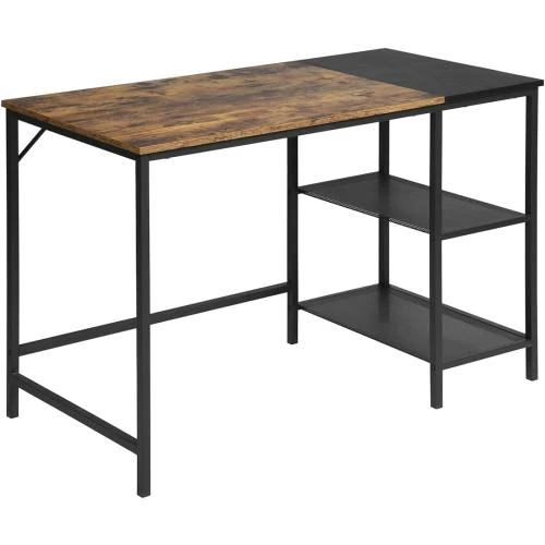Bureau ordinateur Homy Casa, étagère, gain de place, noir, marron - Vue principale