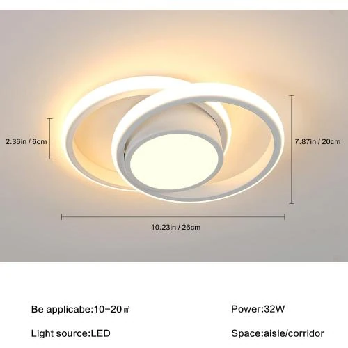 Zoom sur Plafonnier LED Rond, Luminaire Moderne Acrylique, Lumière Blanc Chaud