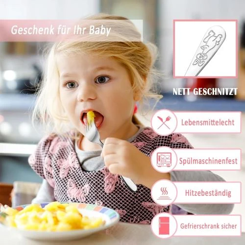 Détail de Couverts enfants personnalisés gravure, acier inoxydable, 4 pièces