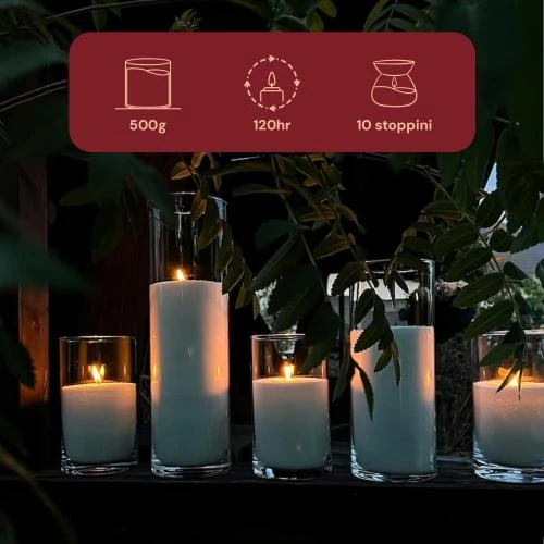 Zoom sur Bougie ANOUD, Bocal Verre, Perles Sable, 10 Mèches