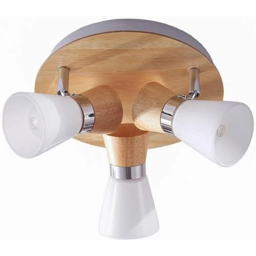 Plafonnier Vivica Scandinave Bois Marron, 3 Lampes E14 - Vue principale