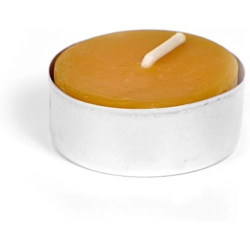Détail de Bougies chauffe-plat cire d'abeille, 48 pièces naturelles