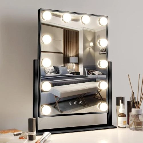 Miroir Hollywood Meidom, LED, 3 modes couleur, noir - Vue principale
