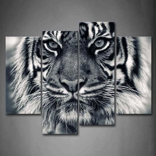 First Wall Art, Peinture Murale Tigre Noir Blanc - Vue principale