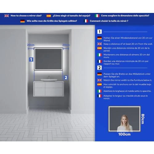 Détail de Miroir LED Moderne Salle de Bain FORAM, Éclairage Intégré