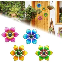 Décorations Murales Fleur Métal, 4 PCS, Jardin, Salon