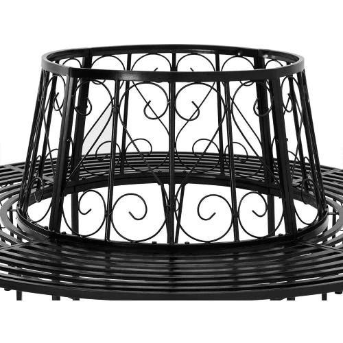 Zoom sur Banc de Jardin Rond Noir Casaria, Acier Robuste, Design Élégant