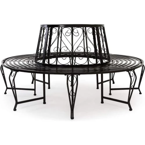 Banc de Jardin Rond Noir Casaria, Acier Robuste, Design Élégant - Vue principale