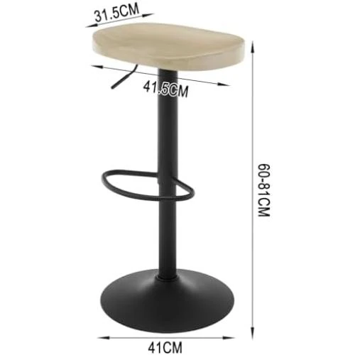 Zoom sur Lot de 2 Tabourets de Bar WOLTU en Bois, Pivotants, Réglables