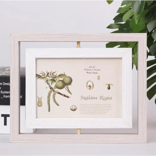 Détail de Cadre Photo Rotatif Vulevirtue Bois Double Face Gris