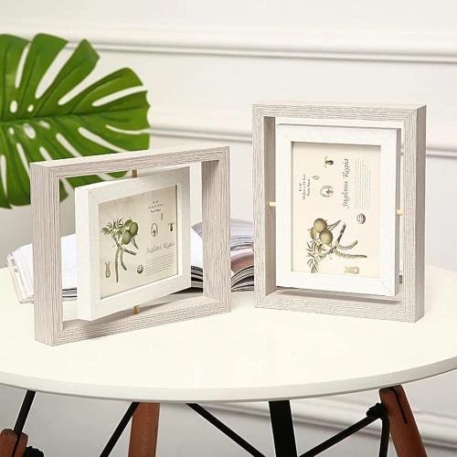 Zoom sur Cadre Photo Rotatif Vulevirtue Bois Double Face Gris