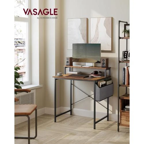 Détail de Bureau VASAGLE, Table Ordinateur, Style Industriel, Marron Noir