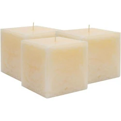 Bougie carrée parfumée vanille, mèche unique, 120 heures